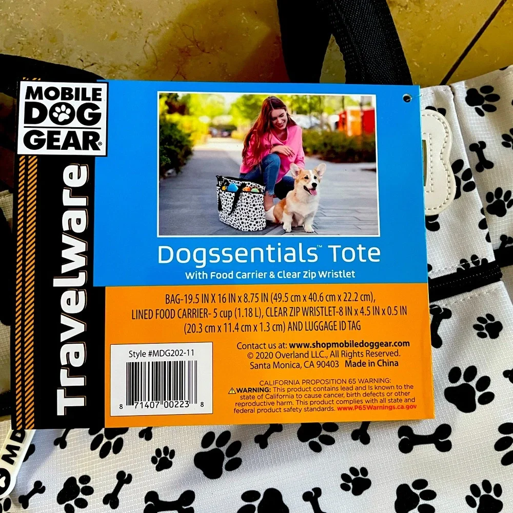 Dogssentials Tote with Food Carrier & Clear Zip Wristlet